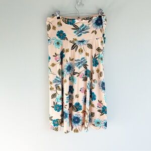 Lock & Love Cream Floral Print Pull On Mini Skirt Large